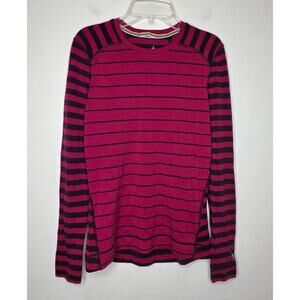 Smartwool maroon pink striped long sleeve shirt - medium
